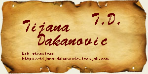 Tijana Dakanović vizit kartica